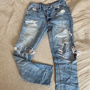 American Eagle vintage high rise jeans light and dark wash